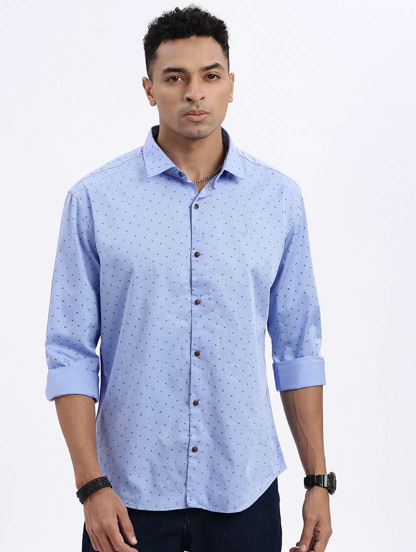 men printed long sleeve casual shirt