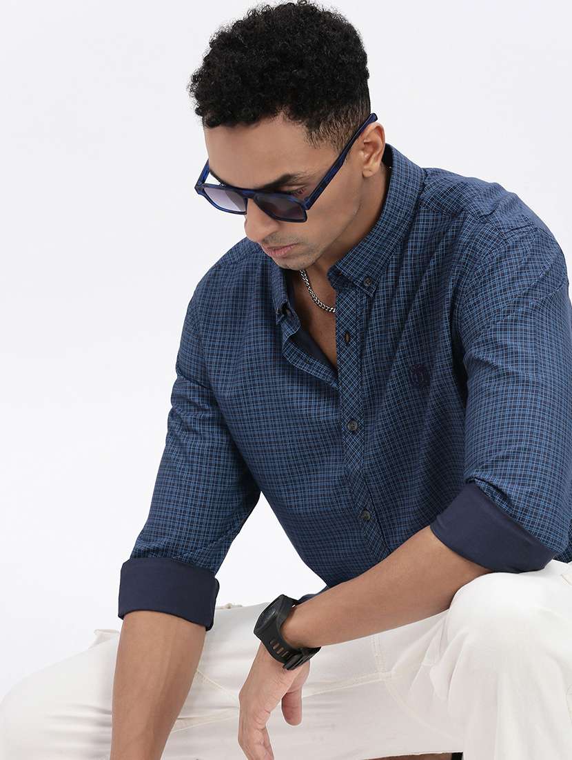 men checkered long sleeve casual shirt - 21562581 -  Standard Image - 3