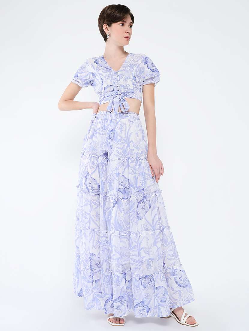 women printed top and skirt co-ord set