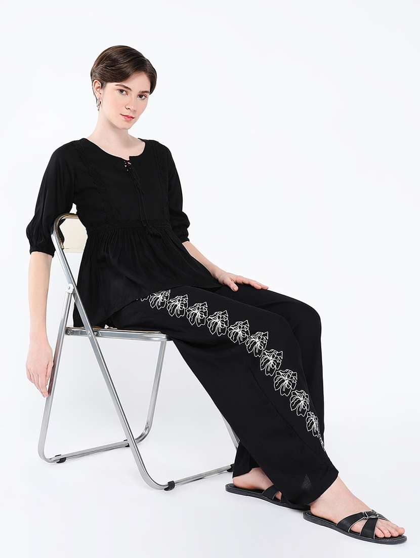 women embroidered top and trouser co-ord set - 21562600 -  Standard Image - 3