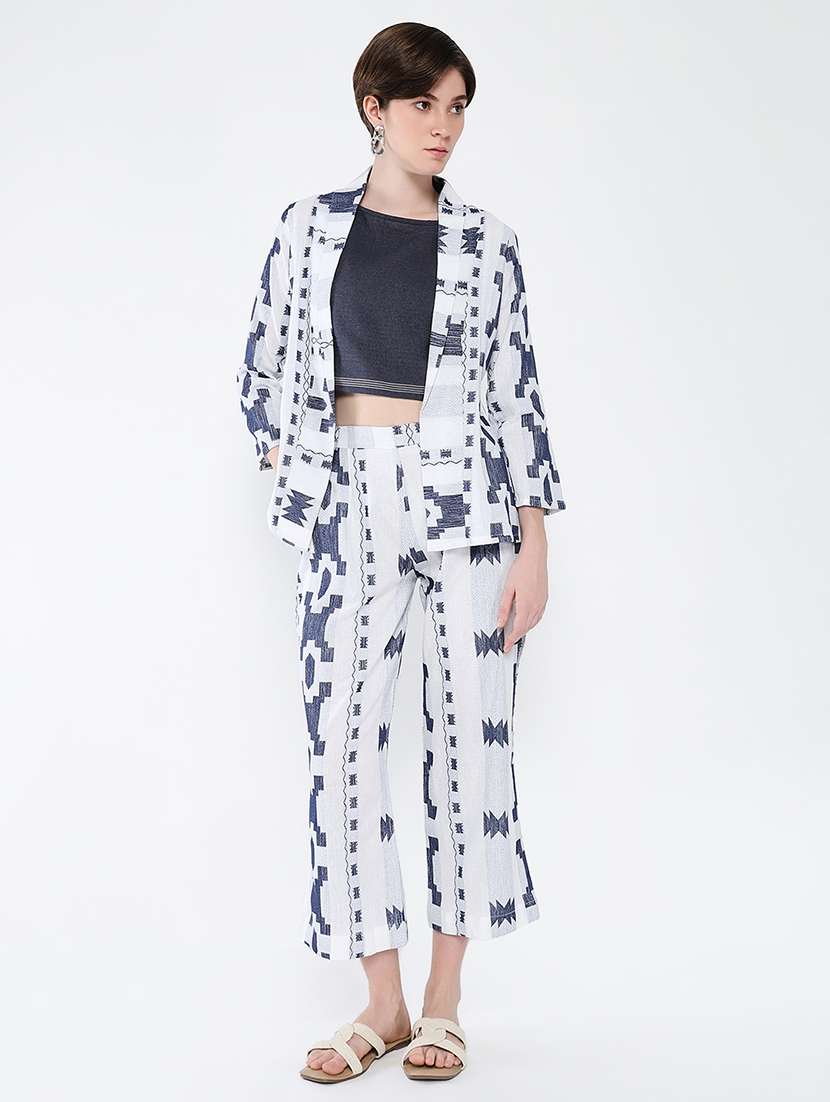 women printed top and trouser with shrug set - 21562604 - Zoom Image - 0