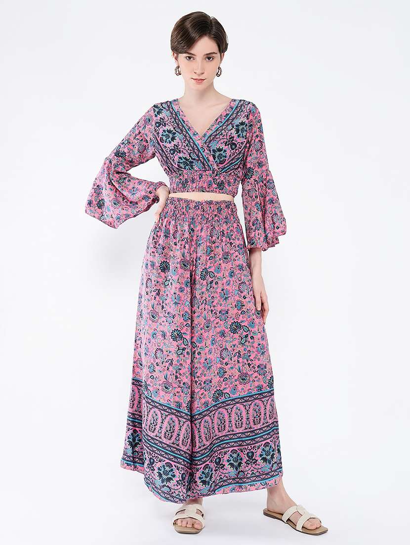 women printed top and palazzo co-ord set