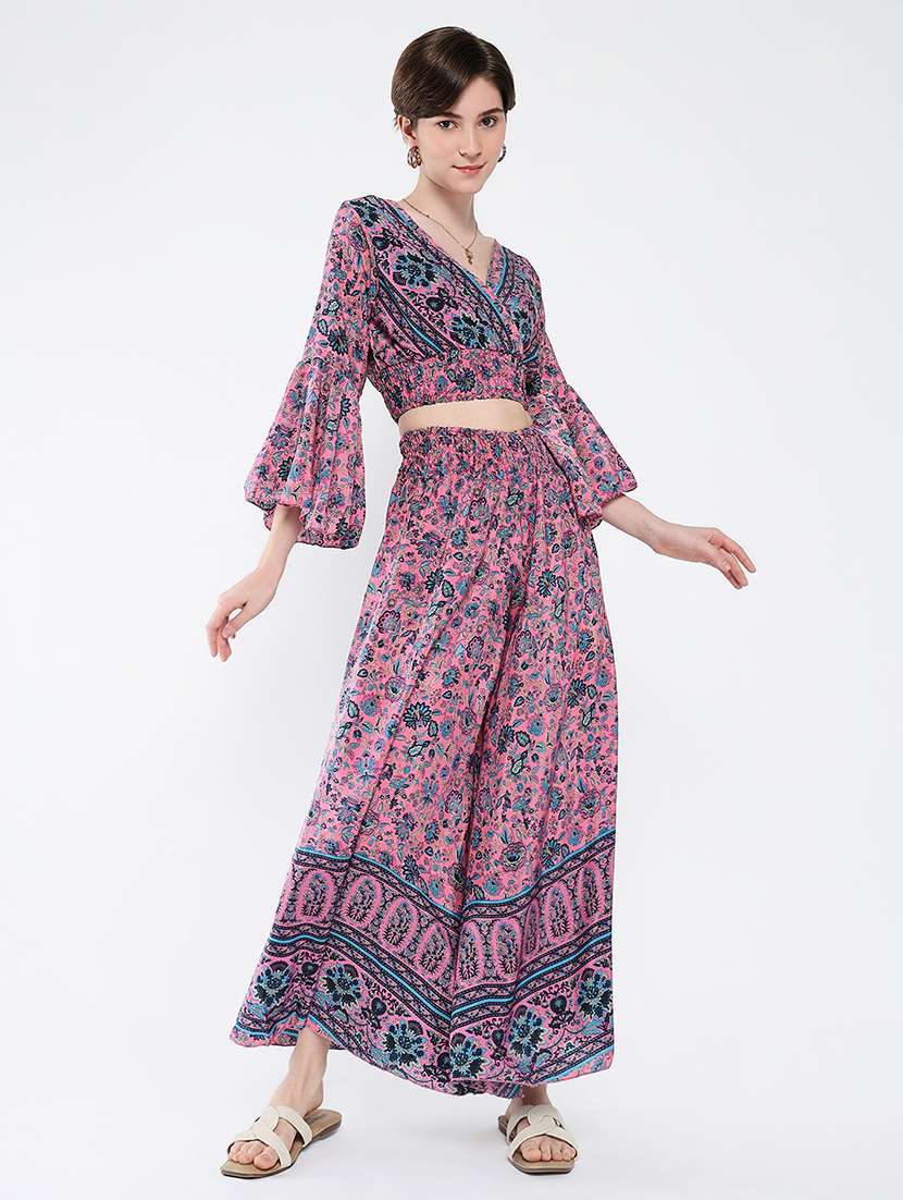 women printed top and palazzo co-ord set - 21562606 -  Standard Image - 5