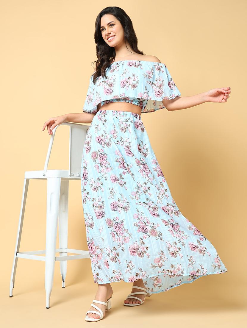 women printed top and skirt co-ord set - 21562611 - Standard Image - 5
