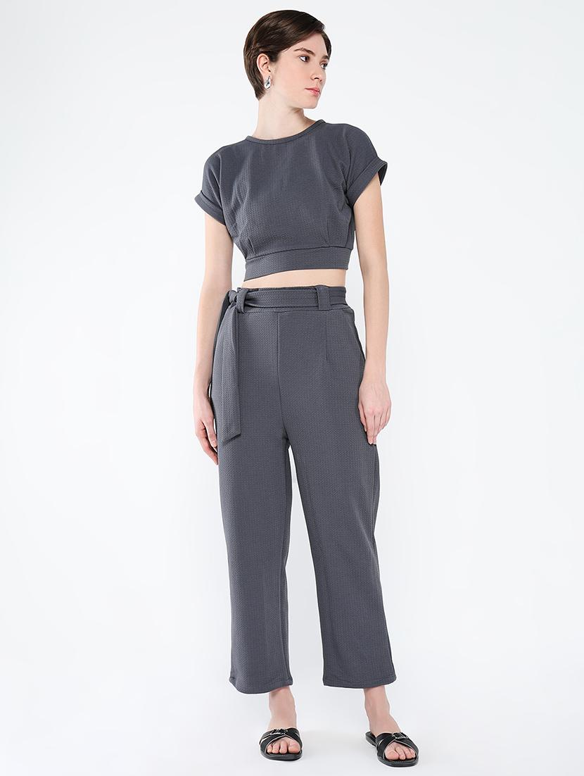 women solid top and trouser co-ord set - 21562623 - Zoom Image - 0