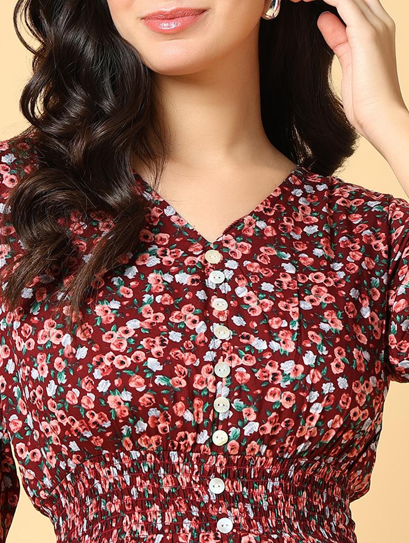 women printed three quarter sleeve fit & flare dress - 21562634 - Standard Image - 5