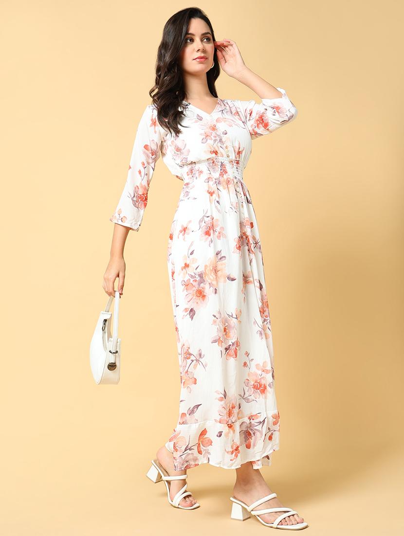 women printed three quarter sleeve tiered dress - 21562642 - Standard Image - 5