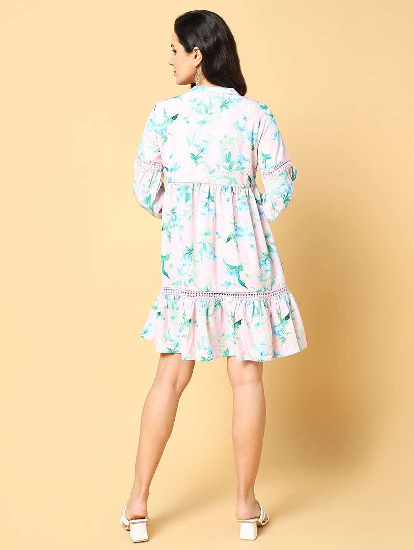 women printed puff sleeves tiered dress - 21562651 -  Standard Image - 3