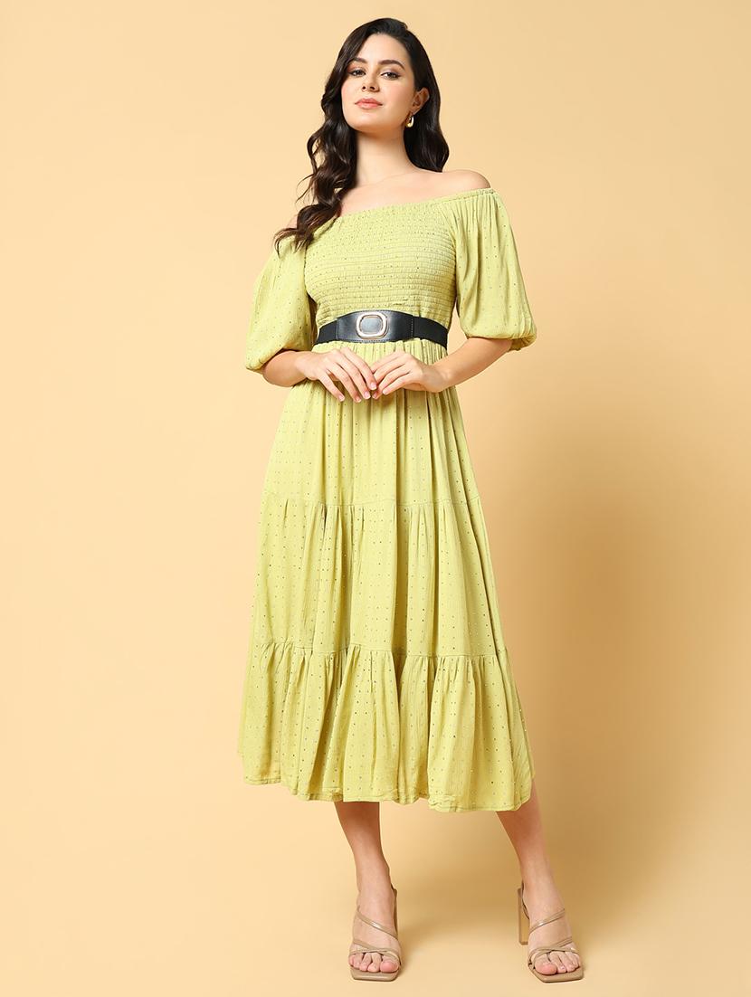 women printed off shoulder tiered dress - 21562664 - Standard Image - 5