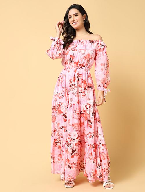 women floral printed off shoulder tiered dress - 21562674 - Standard Image - 0