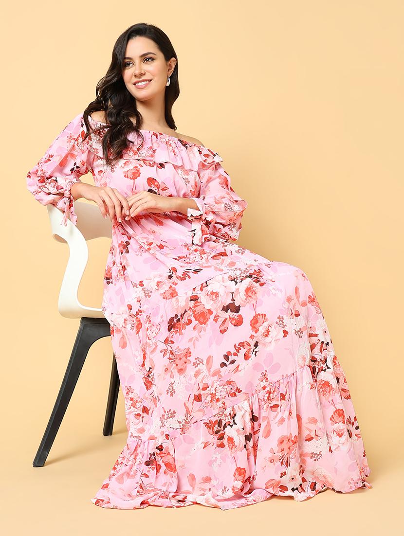 women floral printed off shoulder tiered dress - 21562674 - Standard Image - 3