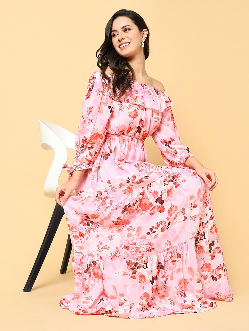 women floral printed off shoulder tiered dress - 21562674 - Standard Image - 5