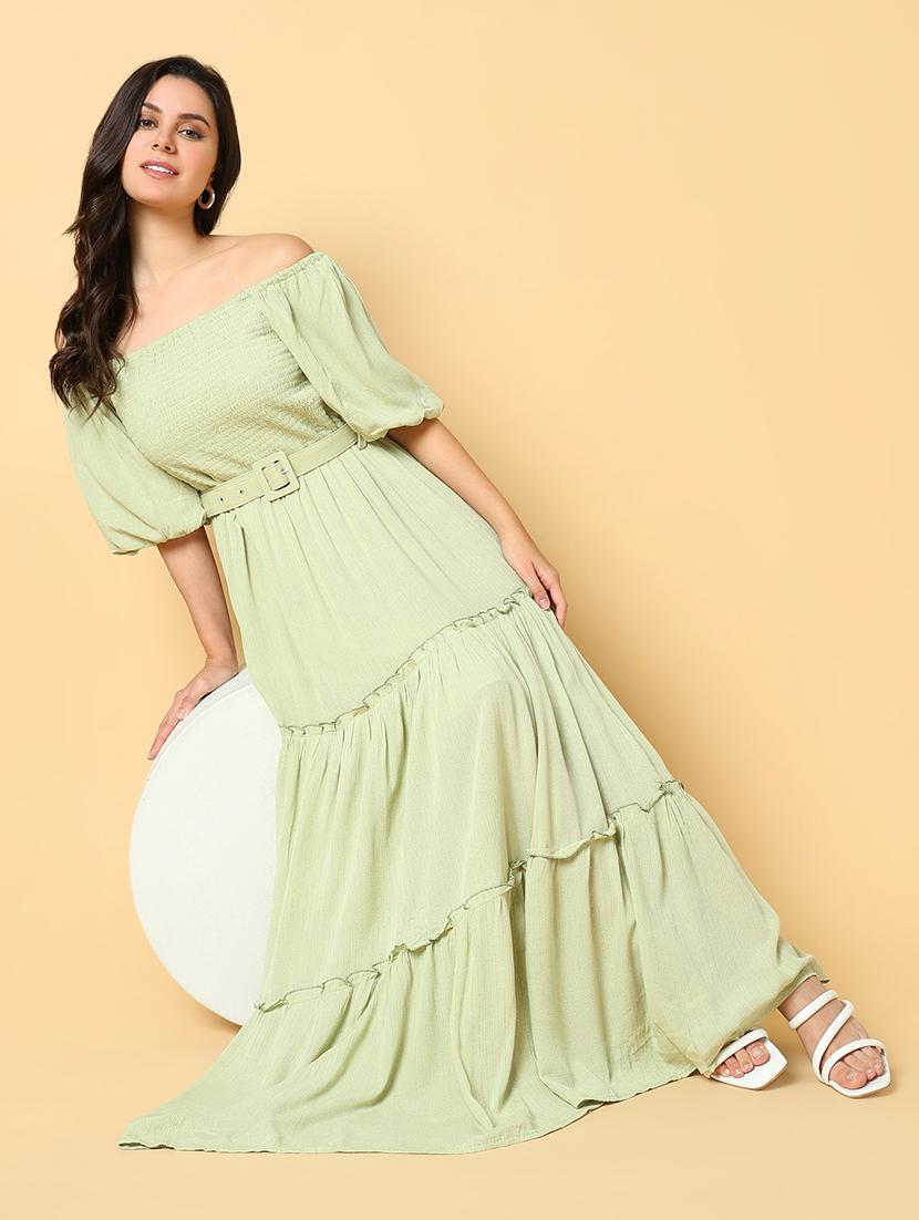 women printed off shoulder tiered dress - 21562679 - Standard Image - 3