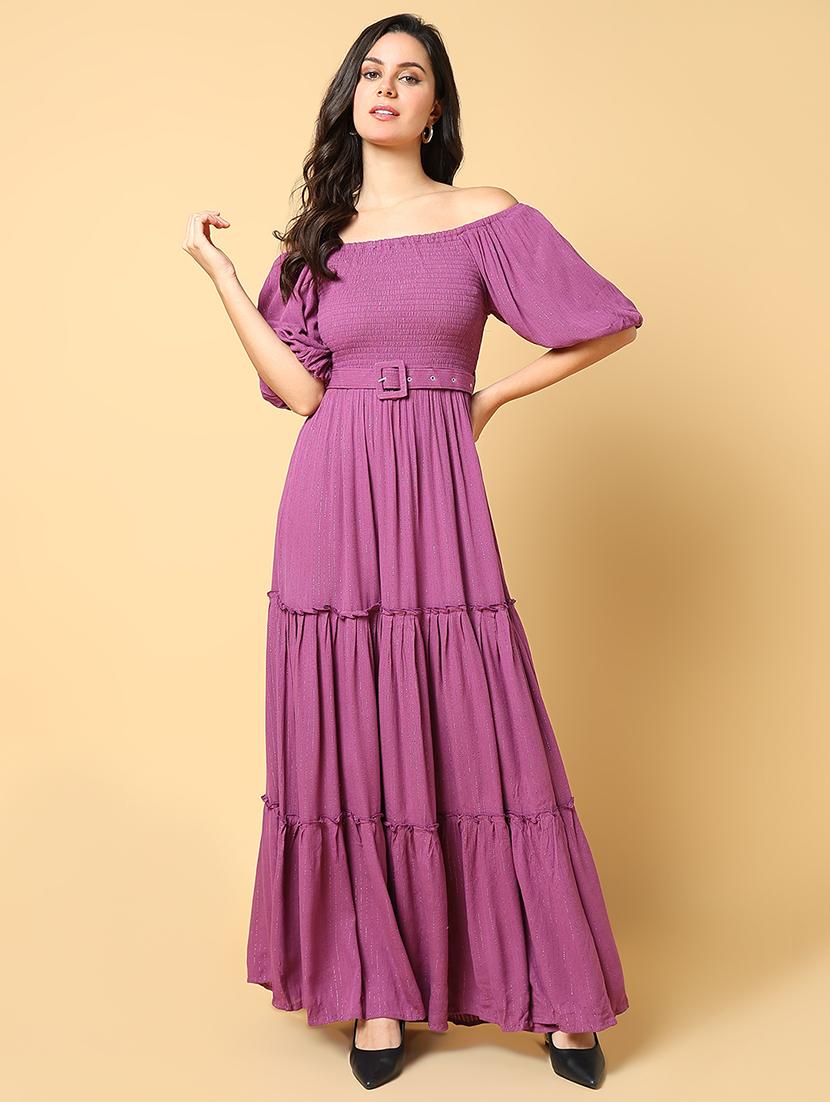 women solid off shoulder tiered dress - 21562681 - Standard Image - 5