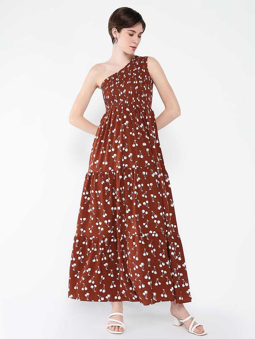 women printed single shoulder tiered dress - 21562684 -  Zoom Image - 0