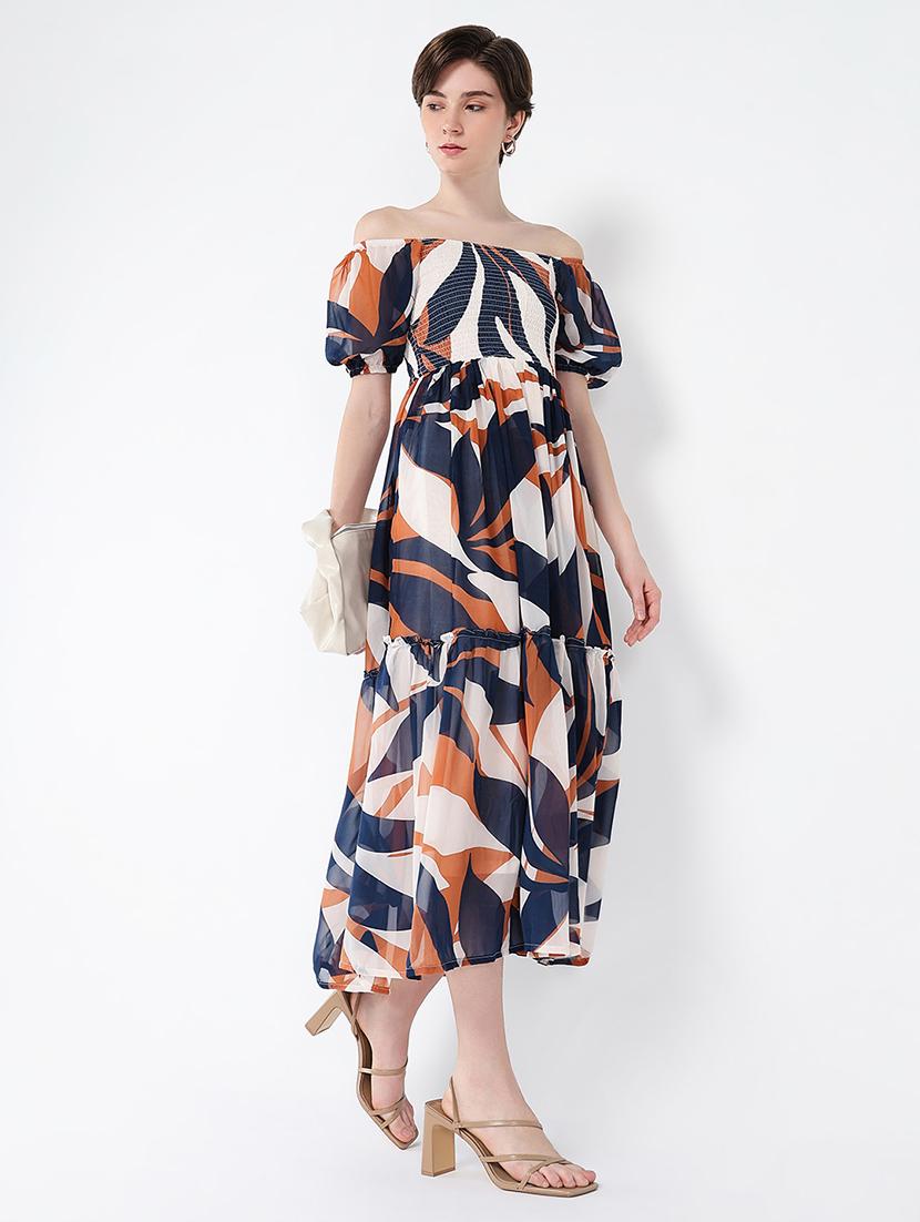 women printed off shoulder dress - 21562687 - Standard Image - 5