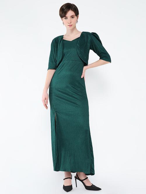 women solid sleeveless a-line dress with shrug - 21562695 - Standard Image - 0