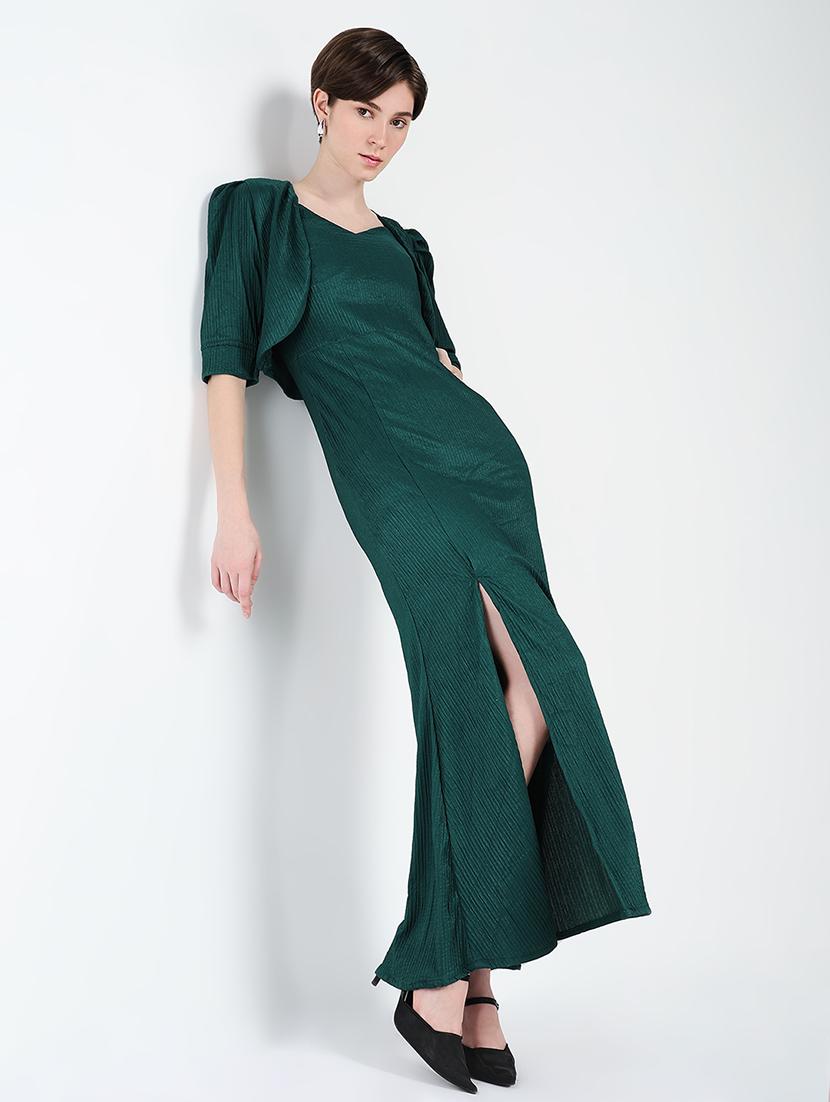 women solid sleeveless a-line dress with shrug - 21562695 - Standard Image - 3