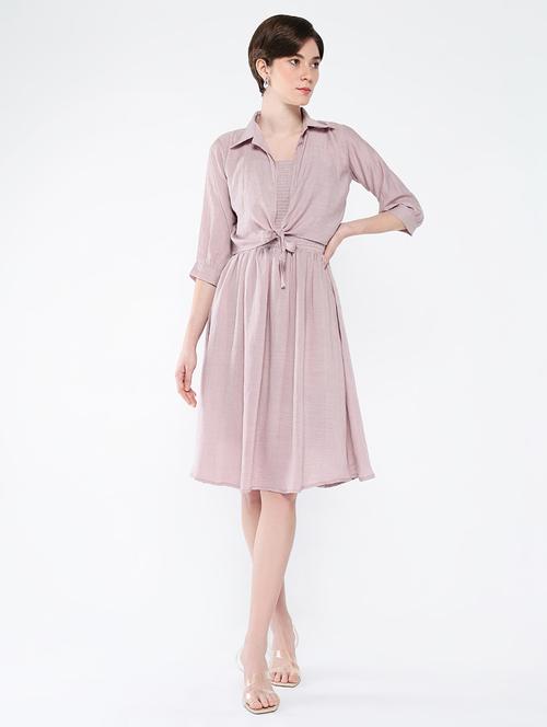 women solid sleeveless fit & flare dress with shrug - 21562696 - Standard Image - 0