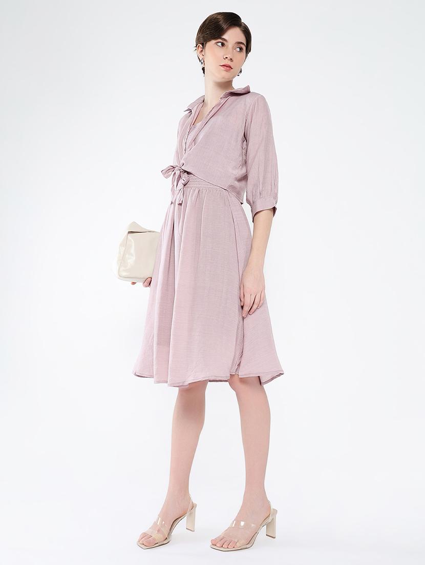 women solid sleeveless fit & flare dress with shrug - 21562696 - Standard Image - 3