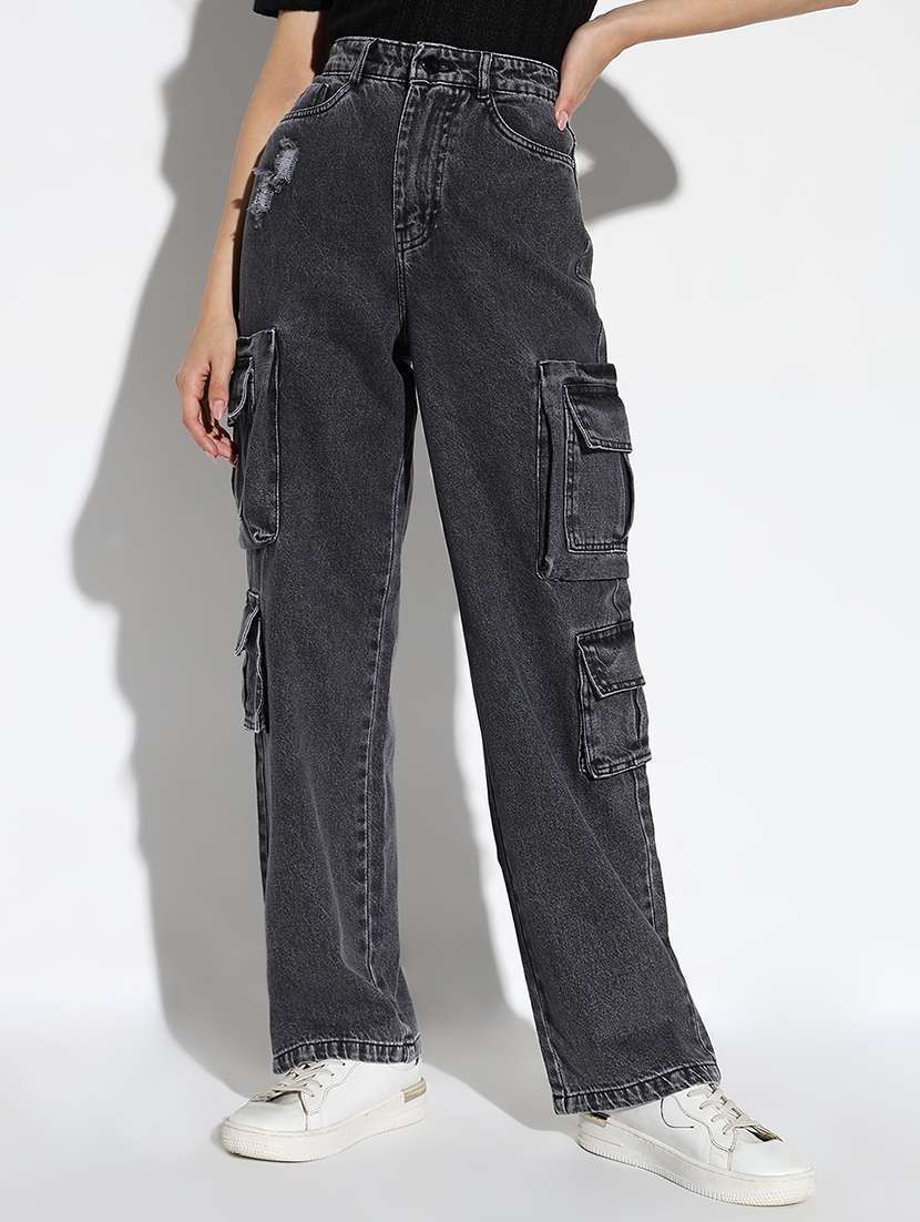 women solid high rise cargo