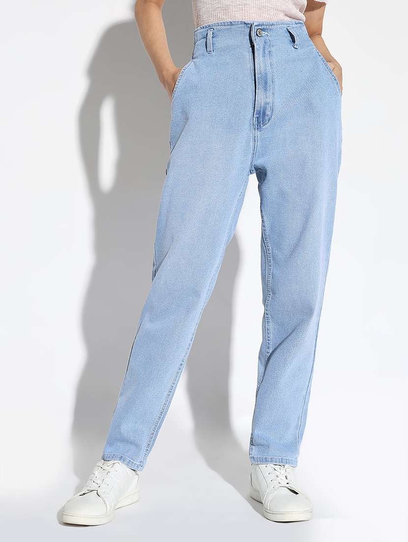 women solid high rise mom fit jeans - 21562705 -  Zoom Image - 0