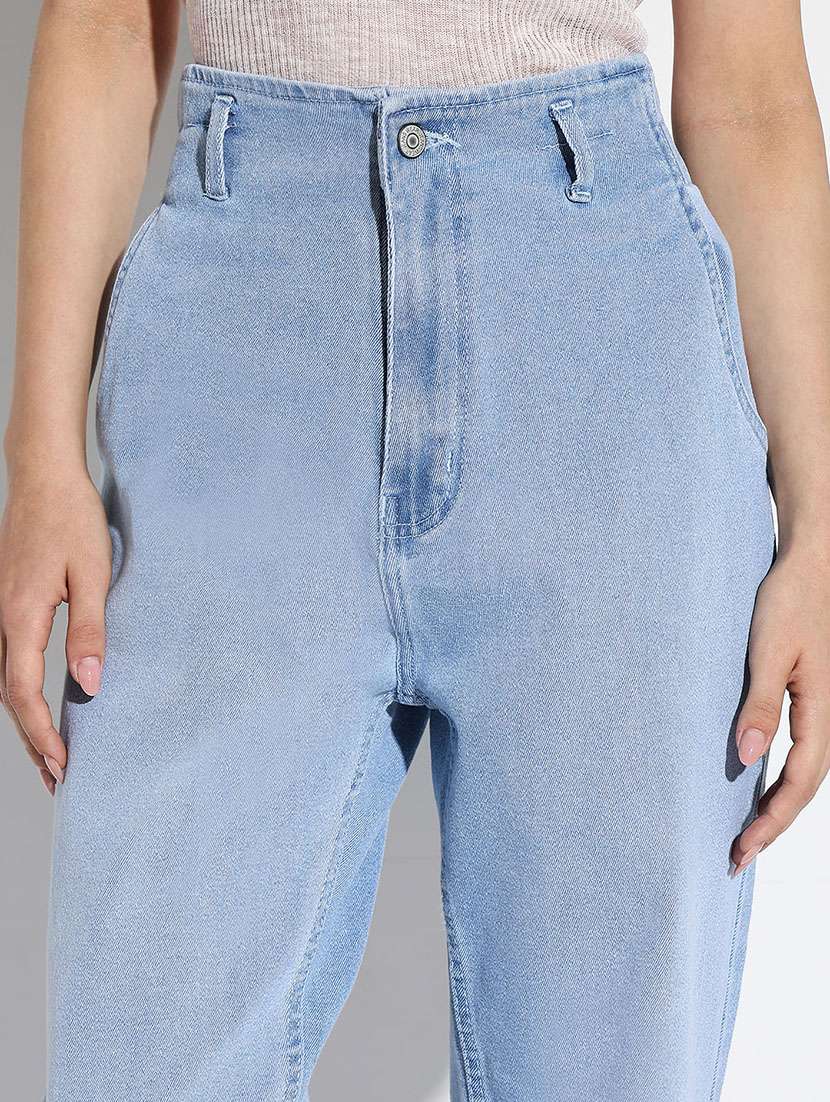 women solid high rise mom fit jeans - 21562705 - Standard Image - 5