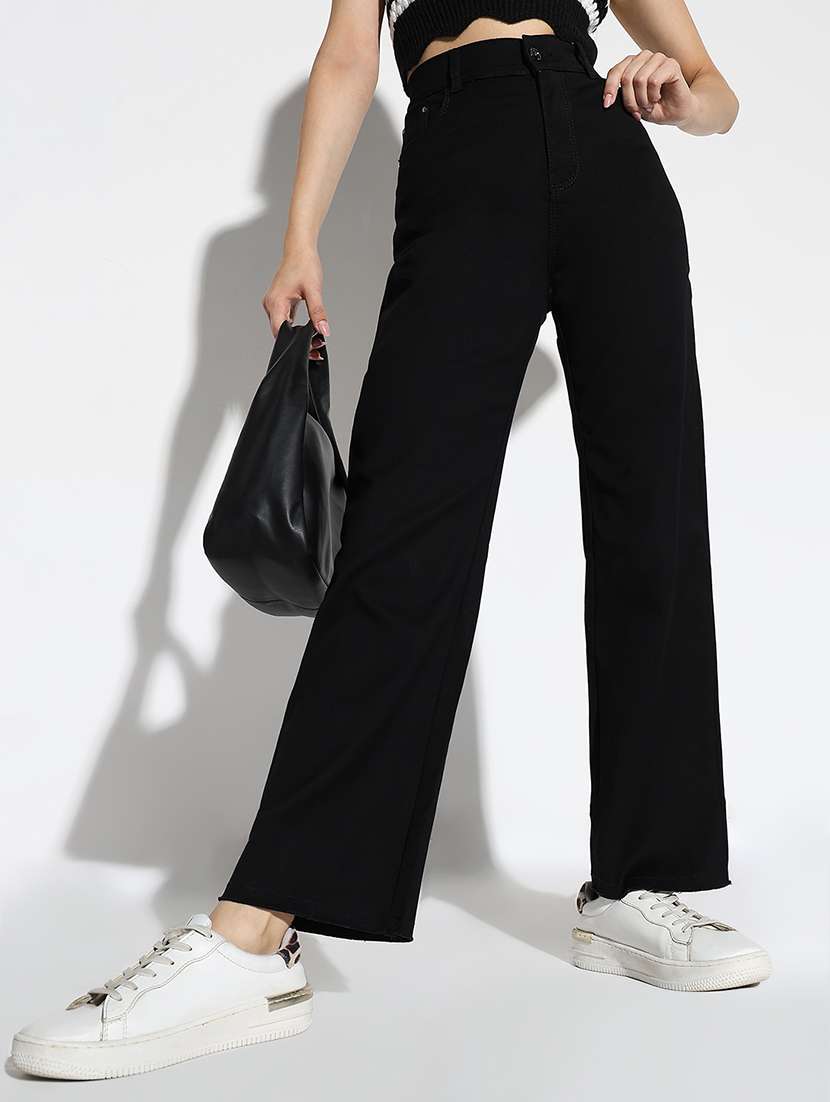 women solid high rise straight jeans - 21562706 - Standard Image - 3