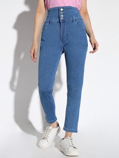 women solid high rise straight jeans - 21562710 - Standard Image - 0