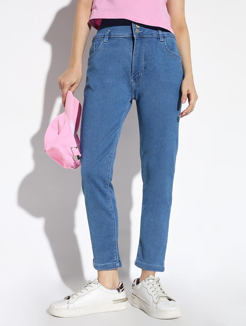 women solid high rise straight jeans - 21562710 - Standard Image - 3
