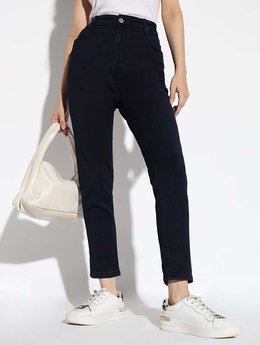 women solid high rise slim jeans - 21562712 -  Standard Image - 3