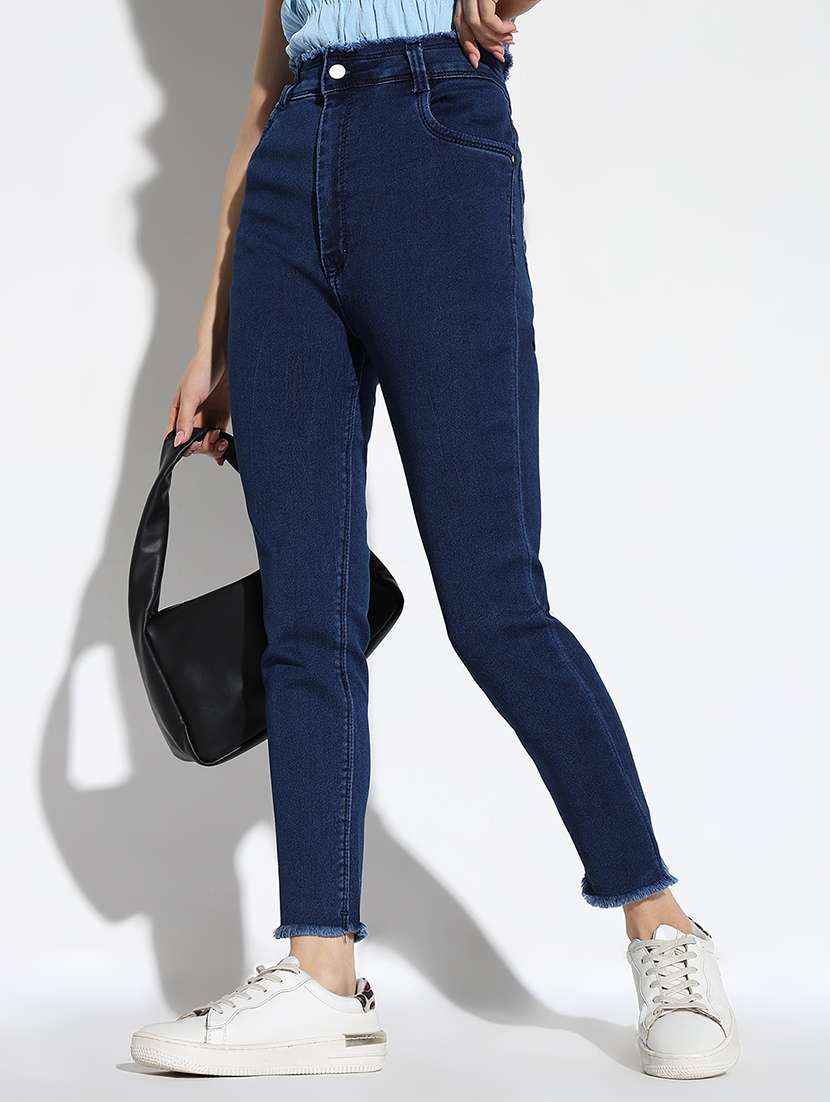 women solid high rise slim fit jeans - 21562714 -  Standard Image - 3