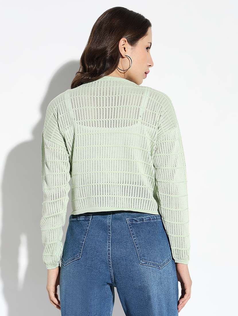 women self design crew neck pullover - 21562748 - Standard Image - 3