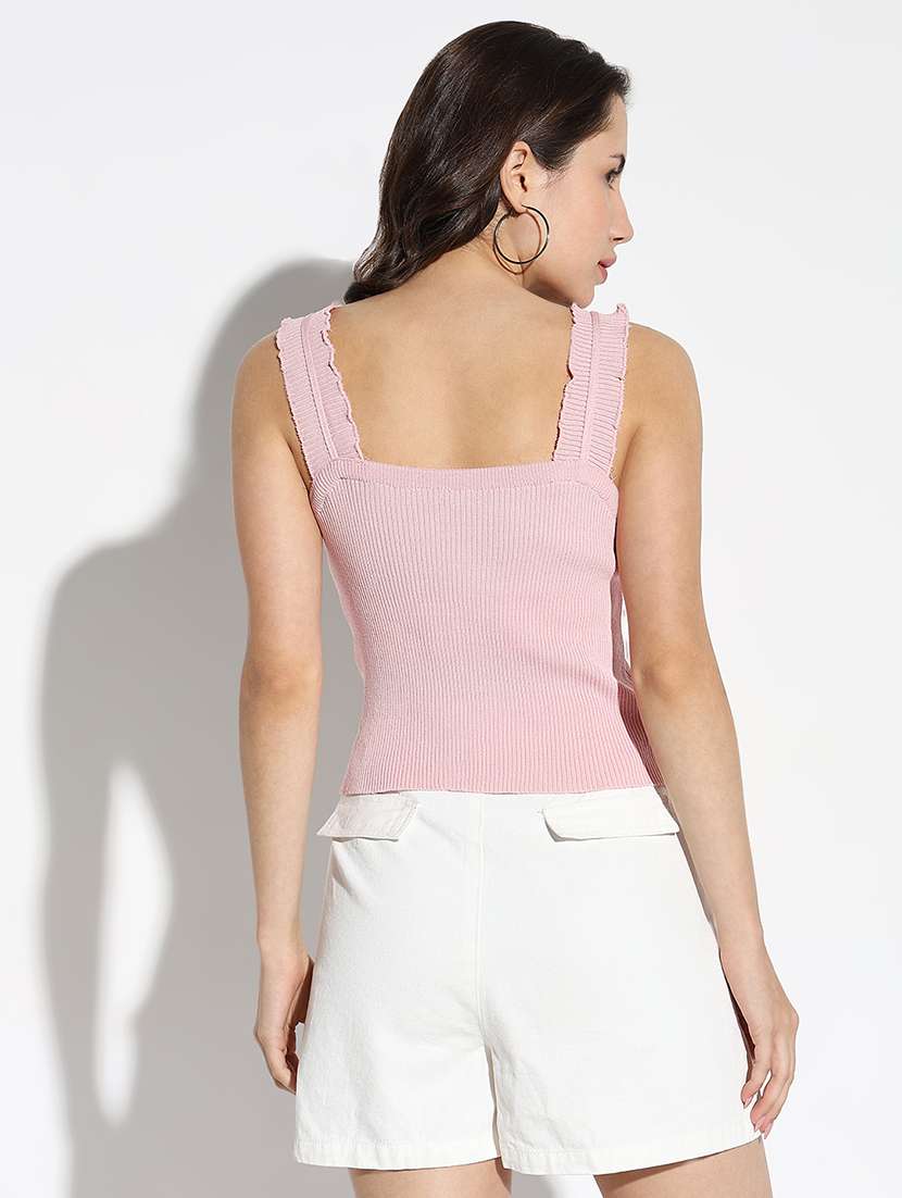 women self design sleeveless detailed top - 21562754 - Standard Image - 3