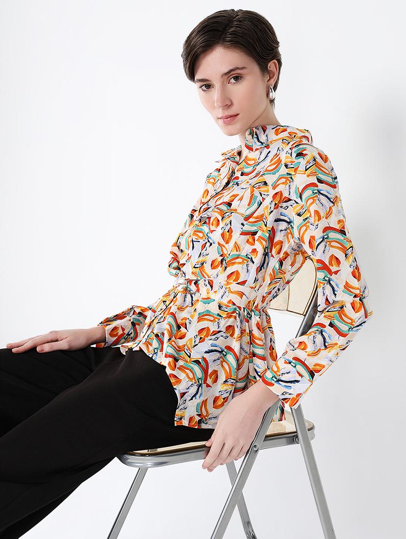 women printed collared shirt style top - 21562762 - Standard Image - 5
