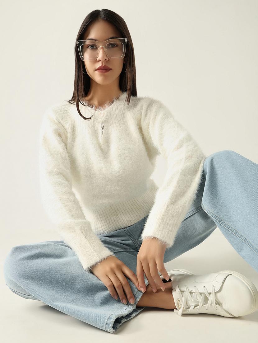 women solid long sleeves pullover - 21562763 - Standard Image - 5