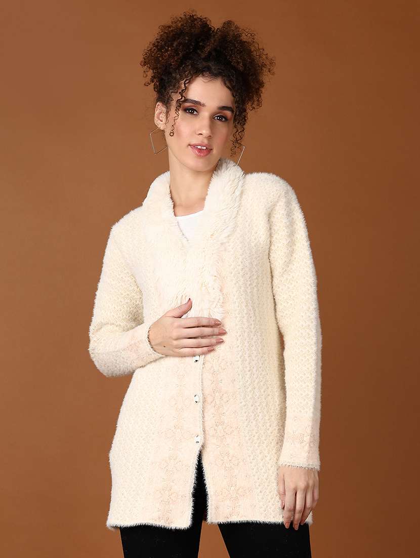 women self design long sleeve cardigan