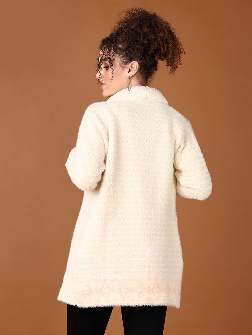 women self design long sleeve cardigan - 21562890 -  Standard Image - 3