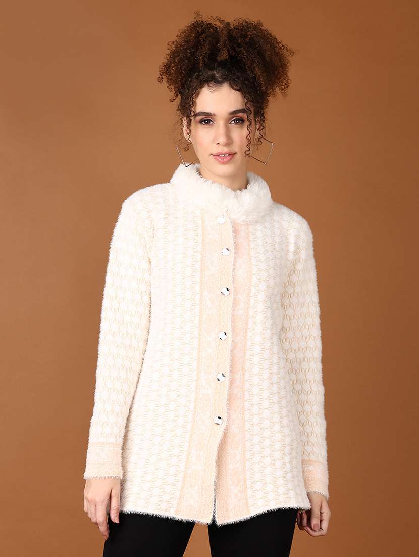 women self design long sleeve cardigan