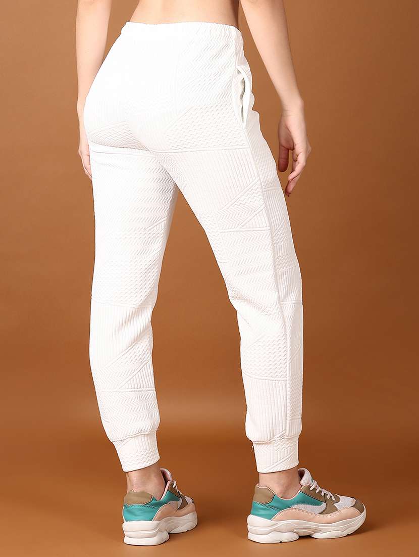 women white solid joggers - 21562895 -  Standard Image - 3