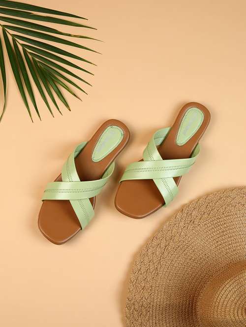 women green slip on sandal - 21562903 -  Standard Image - 0