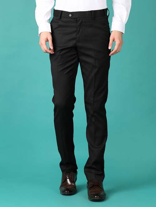 men mid rise solid flat front formal trouser - 21562961 - Standard Image - 0