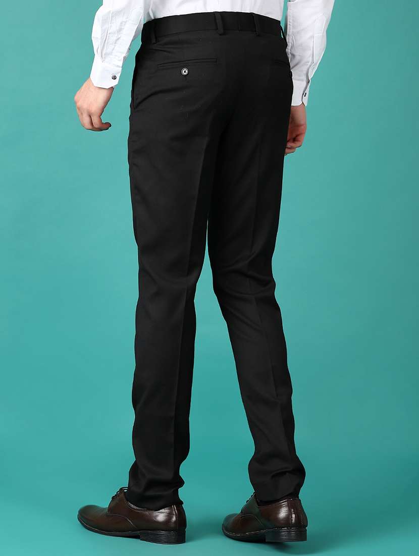 men mid rise solid flat front formal trouser - 21562961 - Standard Image - 3