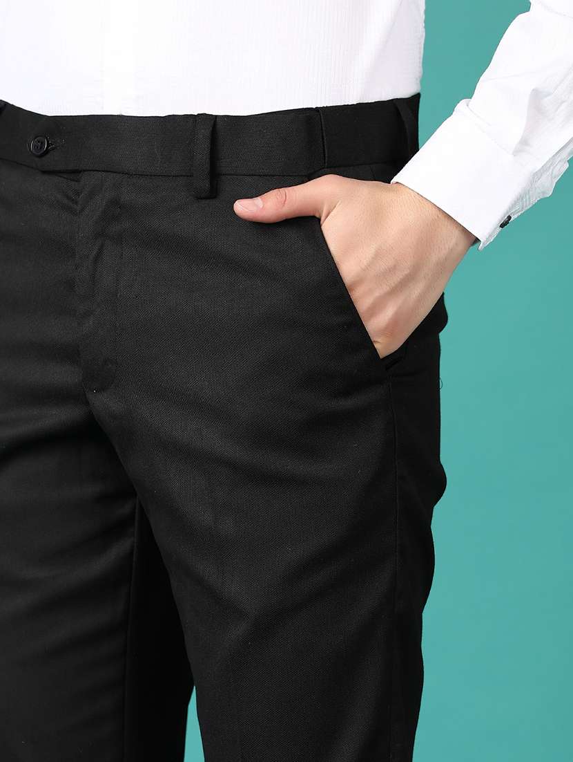 men mid rise solid flat front formal trouser - 21562961 - Standard Image - 5