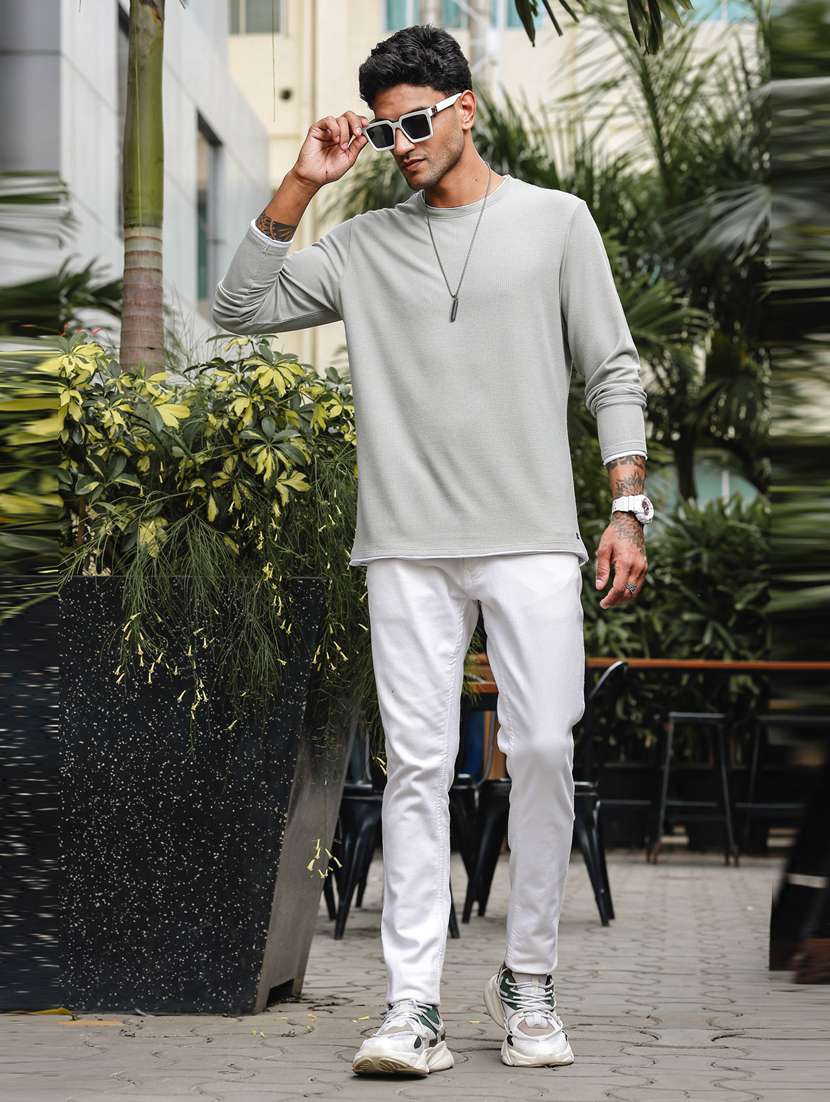 men round neck plain long sleeve t-shirt - 21563300 - Standard Image - 3