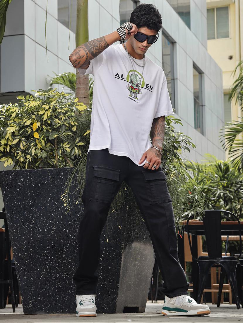 men round neck chest print oversized t-shirt - 21563313 - Standard Image - 3