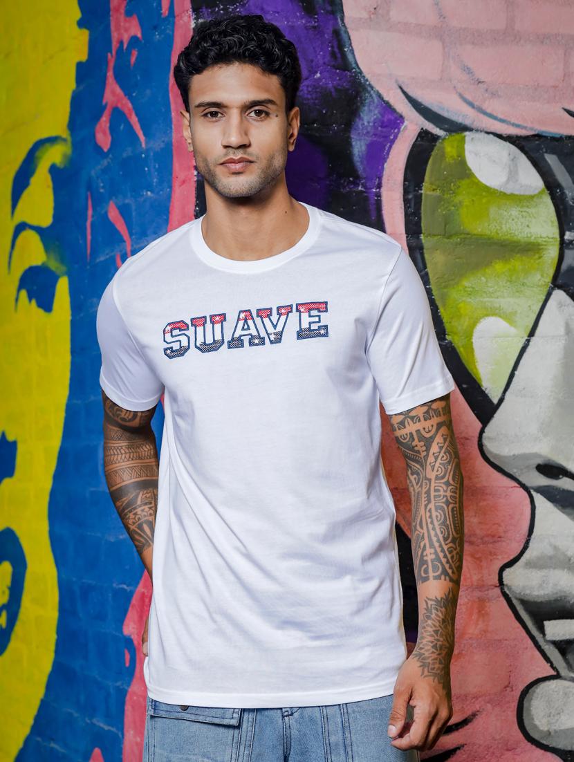 men round neck chest print t-shirt - 21563321 - Zoom Image - 0
