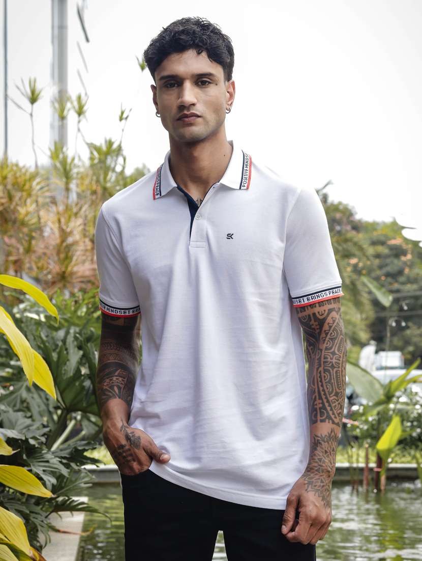 men solid short sleeves polo t-shirt - 21563326 - Zoom Image - 0