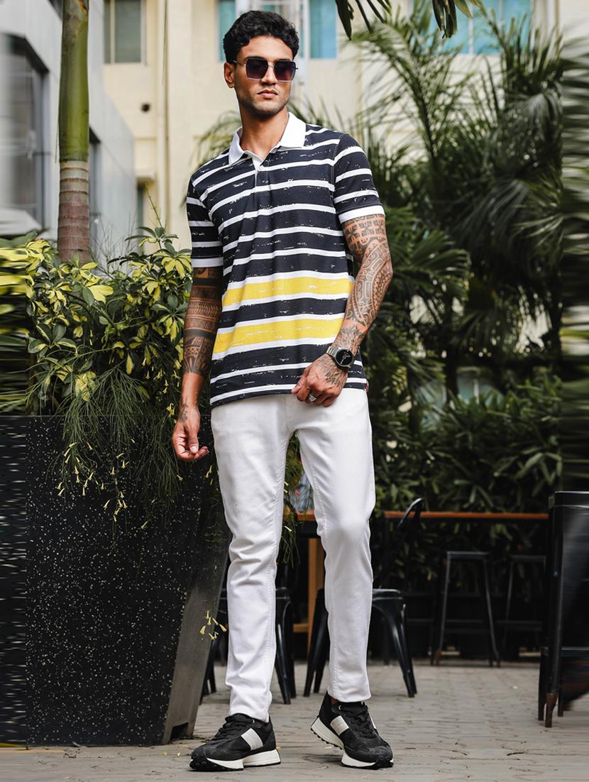 men striped short sleeves polo t-shirt - 21563327 - Standard Image - 3