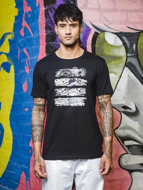 men round neck front print t-shirt - 21563332 - Standard Image - 0